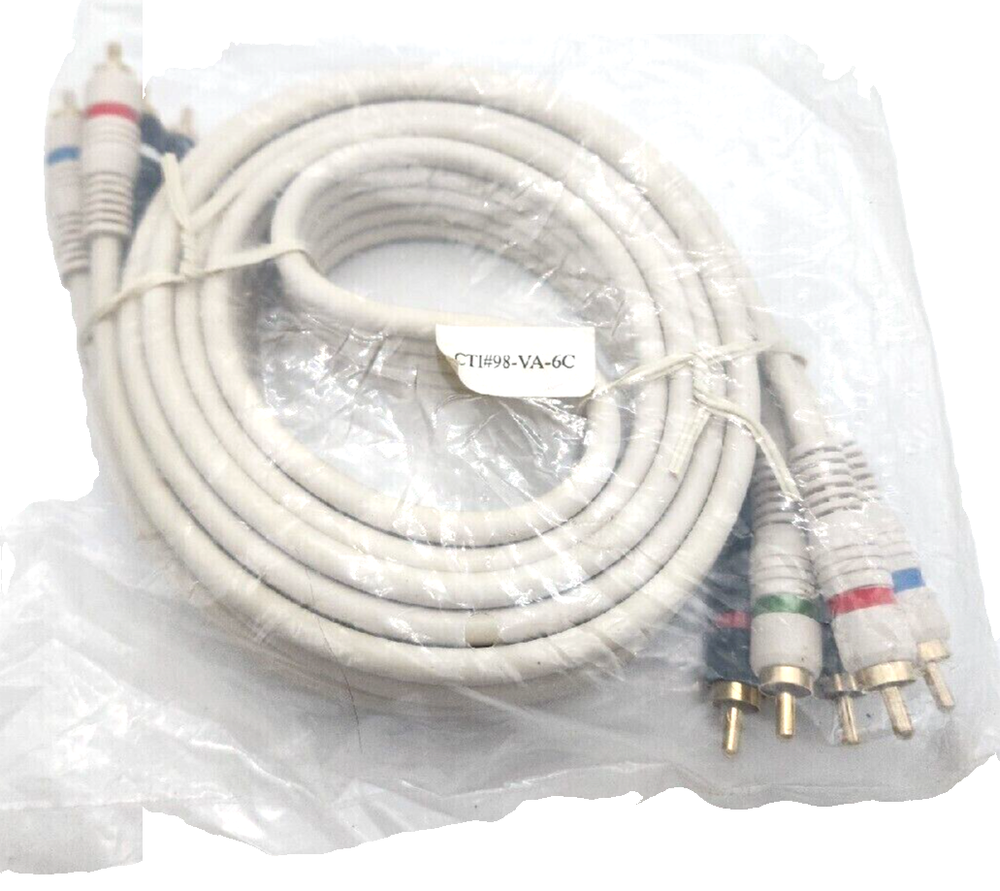HD TV RCA AV Component Cable 6ft Gold Tips High Resolution CTI #98-VA-6C