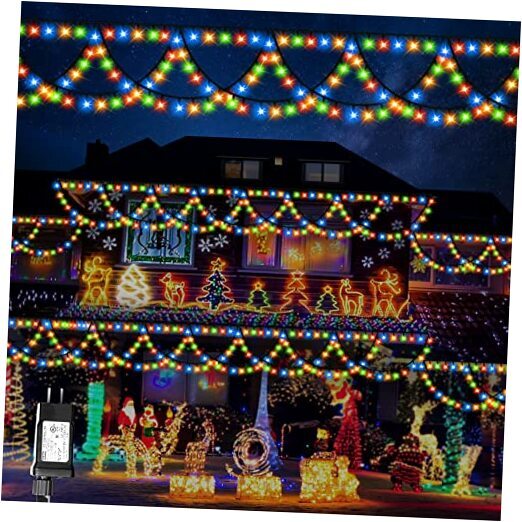 40FT 380 LED Christmas Lights Outdoor Indoor, Waterproof Christmas Multicolor