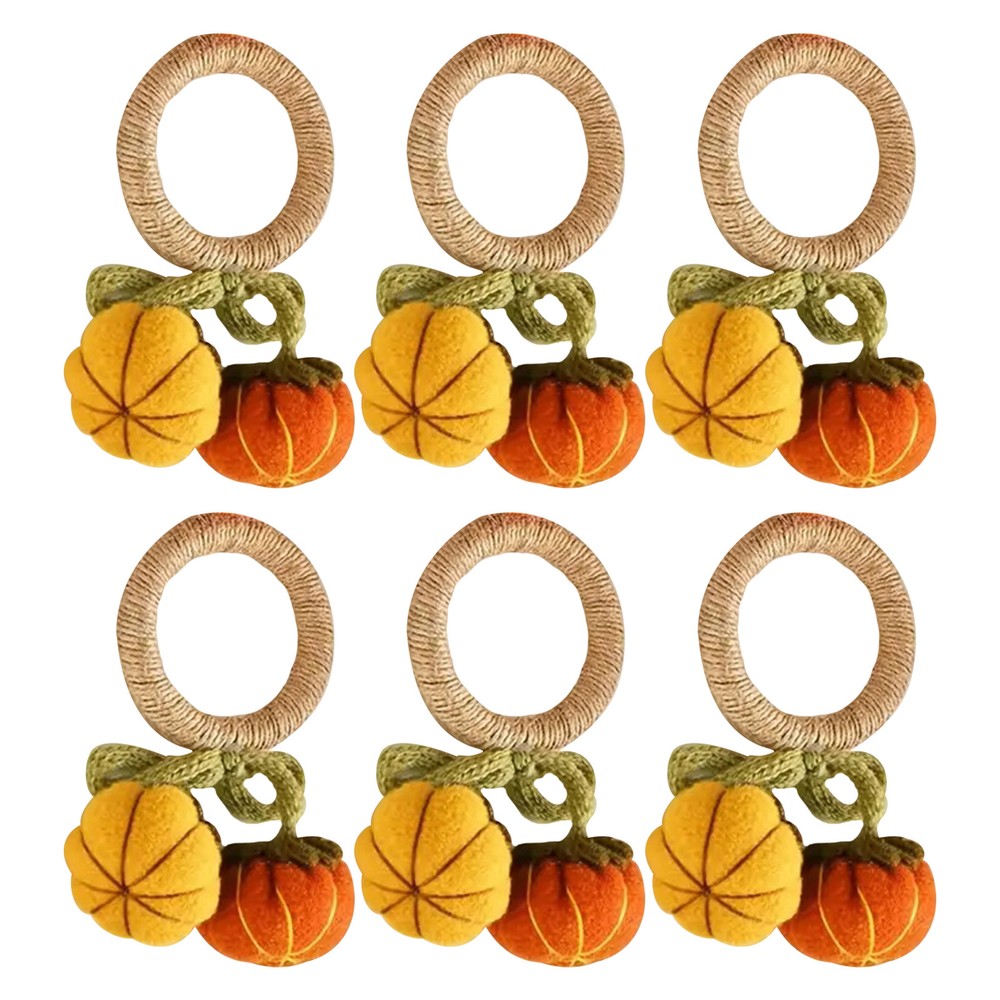 6pcs Pumpkin Napkin Rings Pumpkin Napkins Holder Fall Harvest Autumn Table Decor