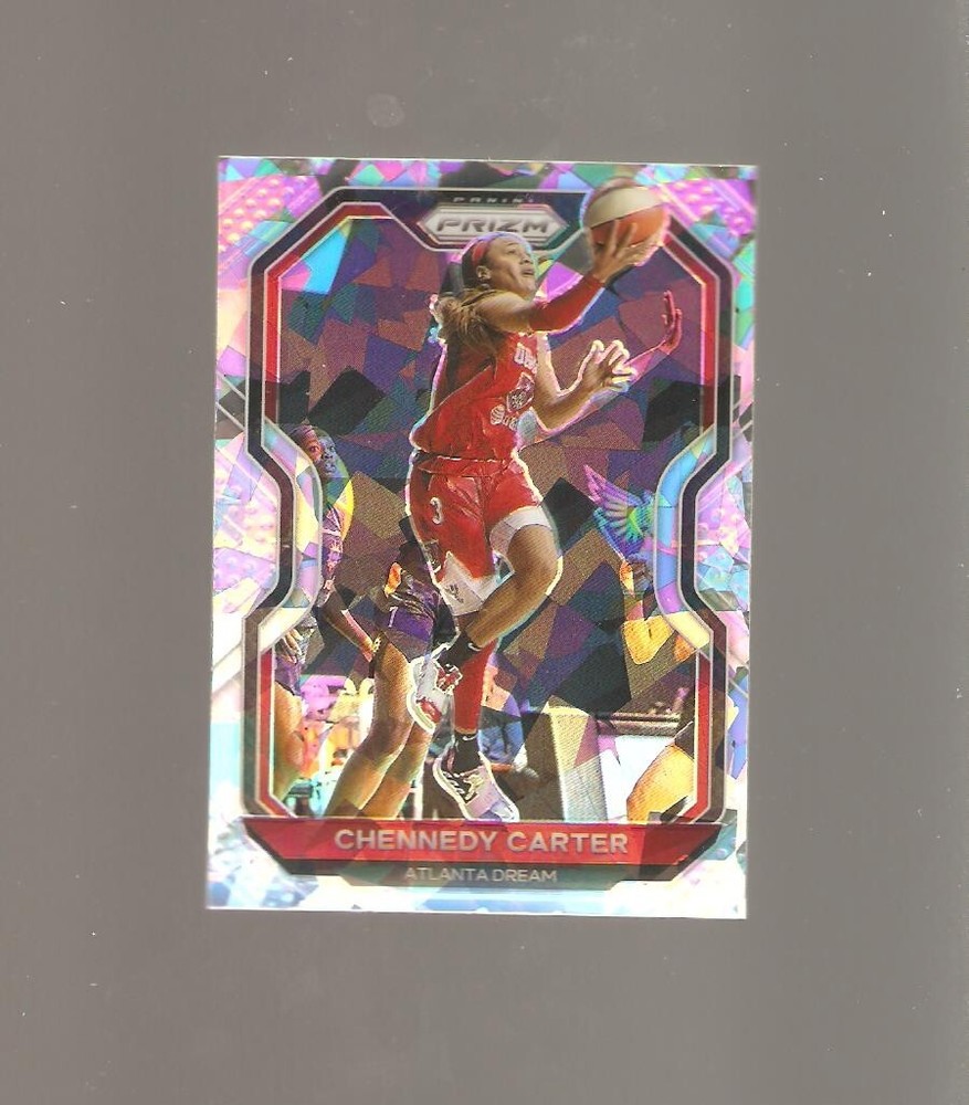chennedy carter 2021 panini wnba rookie  prizm cracked ice  card,