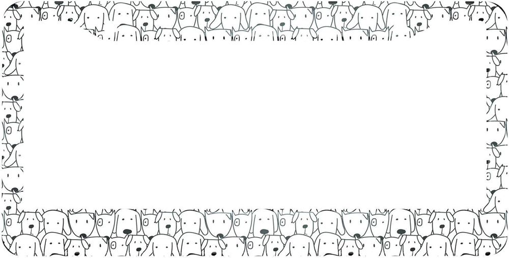 Cute Dog License Plate Frame - Hand Drawn Doodle Art Metal Cover for Cars & SUVs