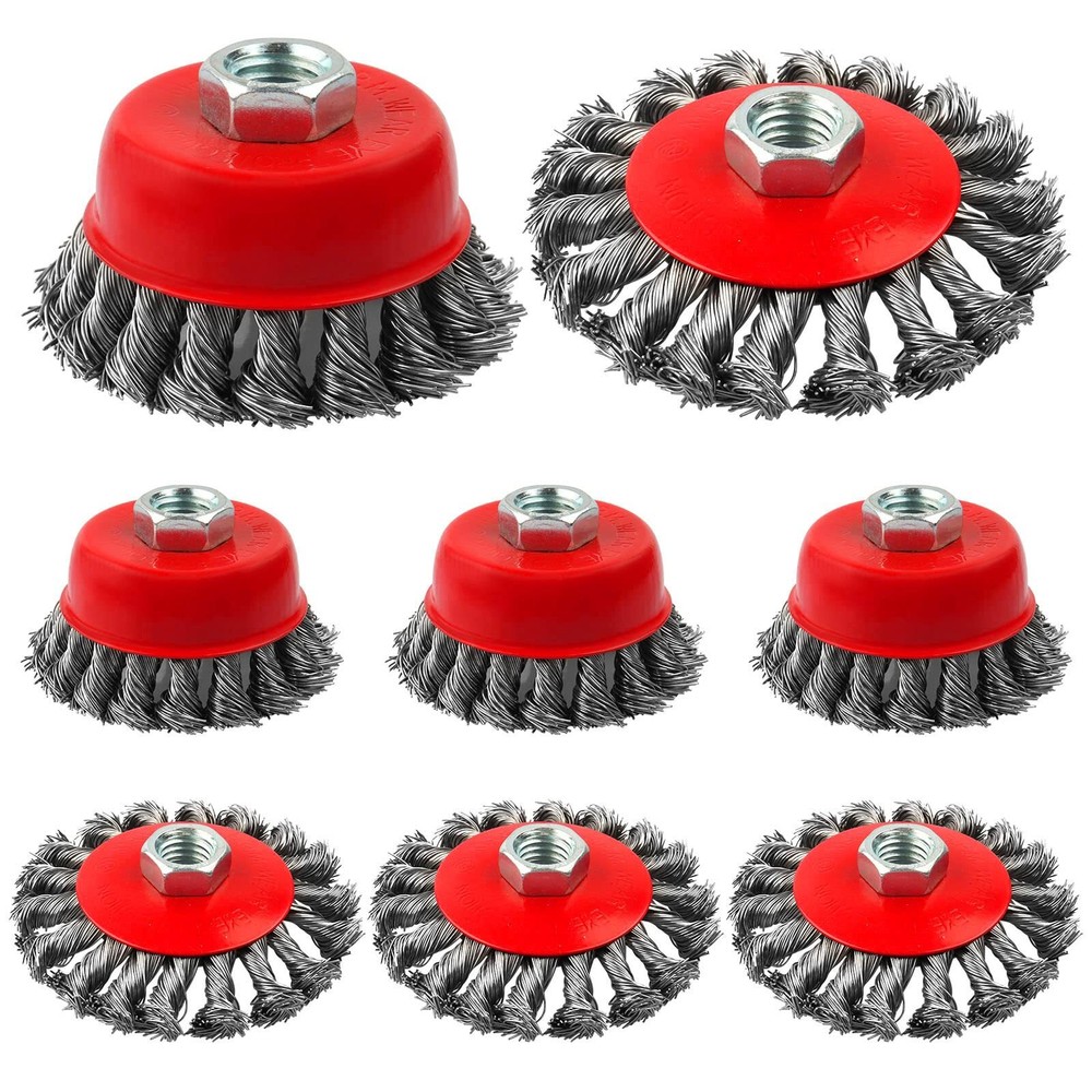 Wire Wheel Cup Brush for Grinders, 8 Pack Wire Wheels for 4 1/2 Angle Grinder...