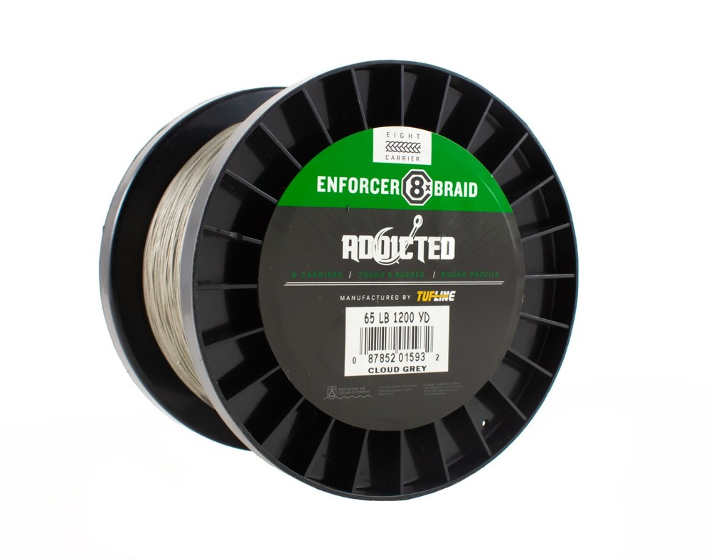 TUF-LINE ADDICTED ENFORCER 8X BRAIDED BULK SPOOL 1200YD CLOUD GREY 65LB BN2353