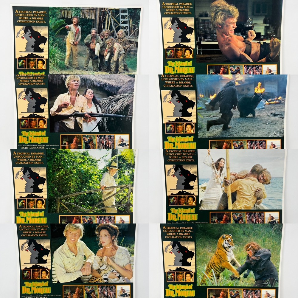 1977 The island of Dr. Moreau Horror Scifi Collectible movie Lobby Card set of 8