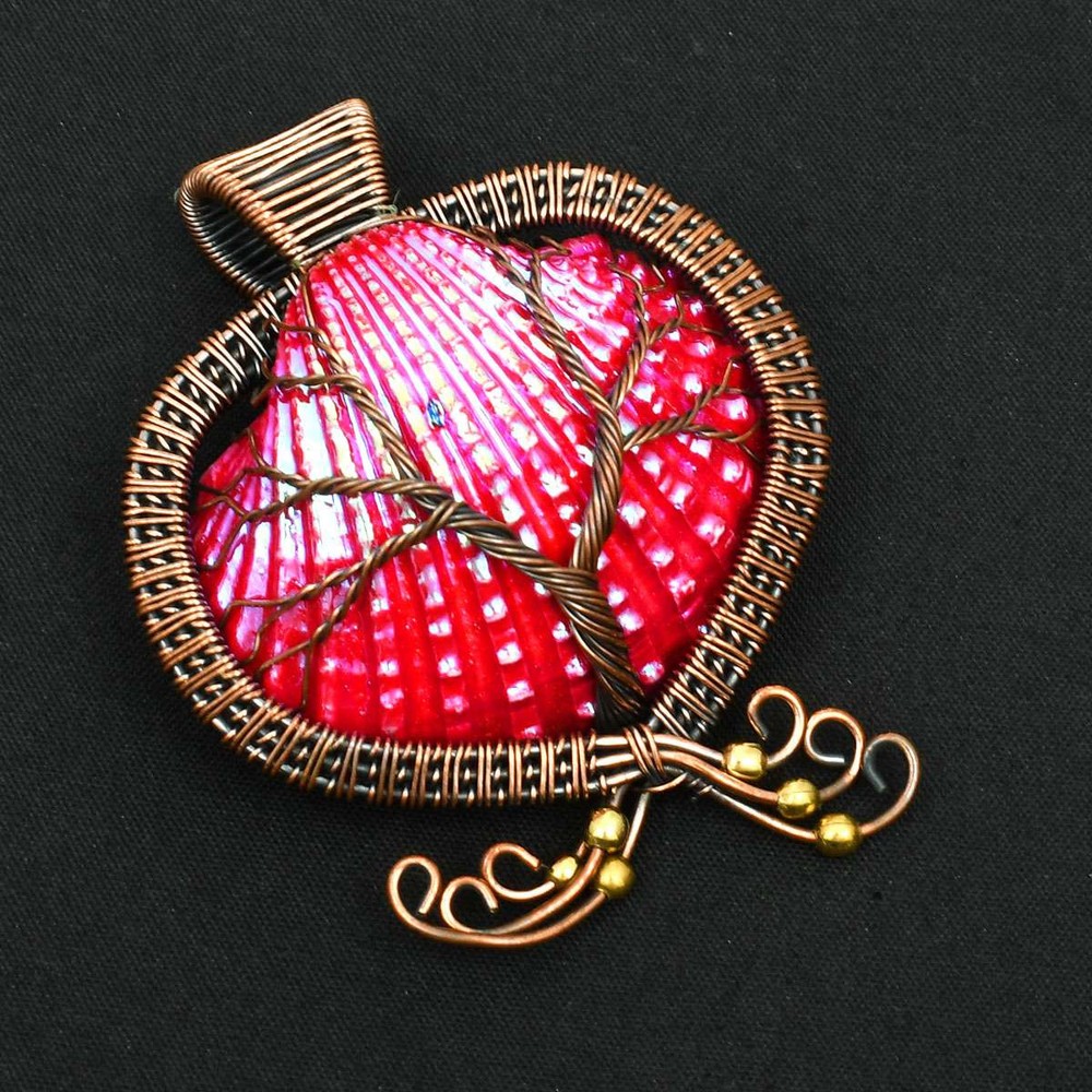 Tree Of Life Rainbow Titanium Shell Copper Wire Pendant Jewelry 2.48