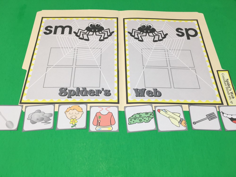 Spiders Web - Phonics  Sm / Sp - DIY File Folder game - Printed / Uncut