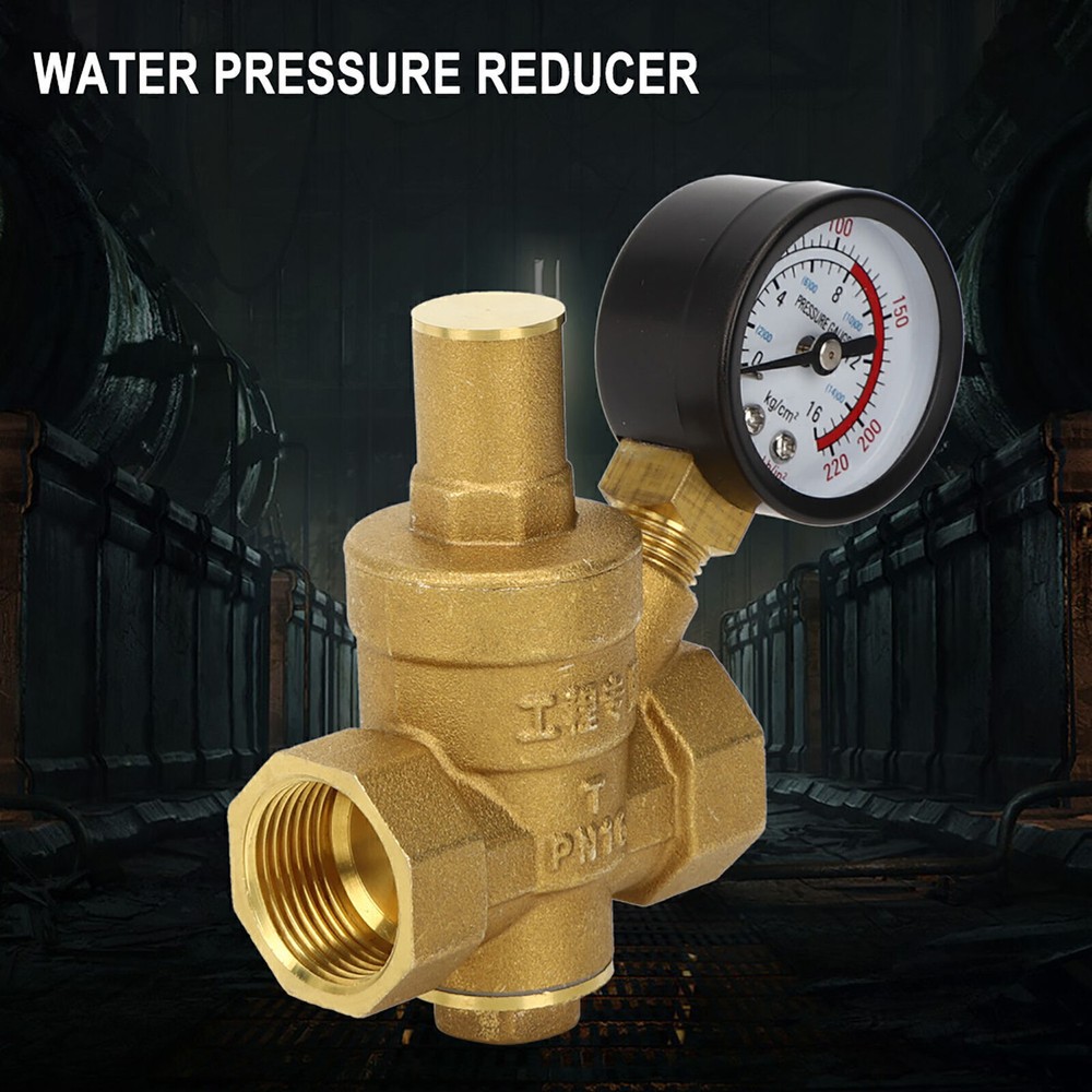 DN20 Brass Adjustable Water Pressure Regulator Reducer with Gauge Meter
