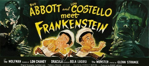 Vintage Abbott & Costello Meet Frankenstein Movie Poster 16x36 Classic Horror Comedy Film Art-image