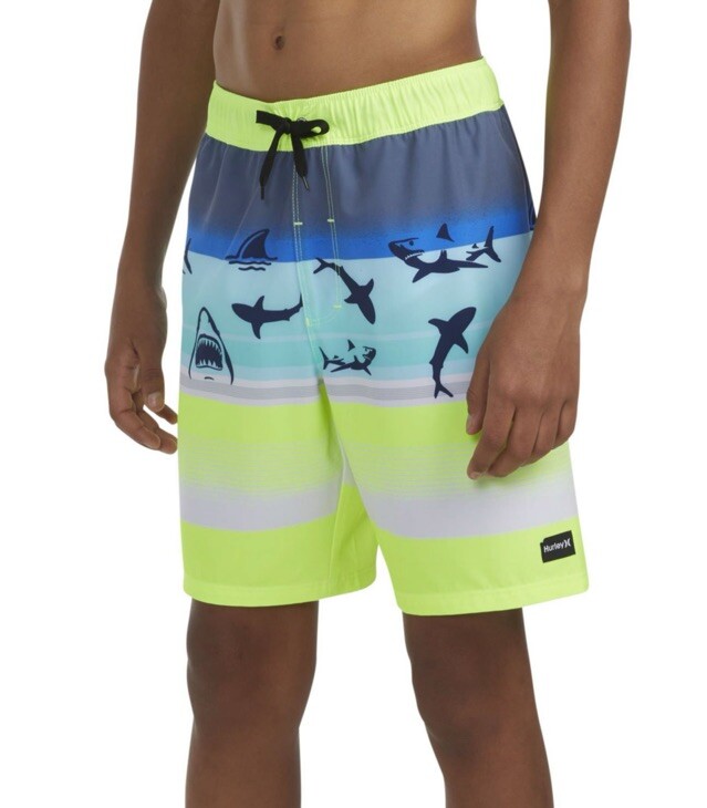 Hurley Kids Boys 4 Way Stretch UPF + 50 Drawstring Waist Swim Shorts Trunks