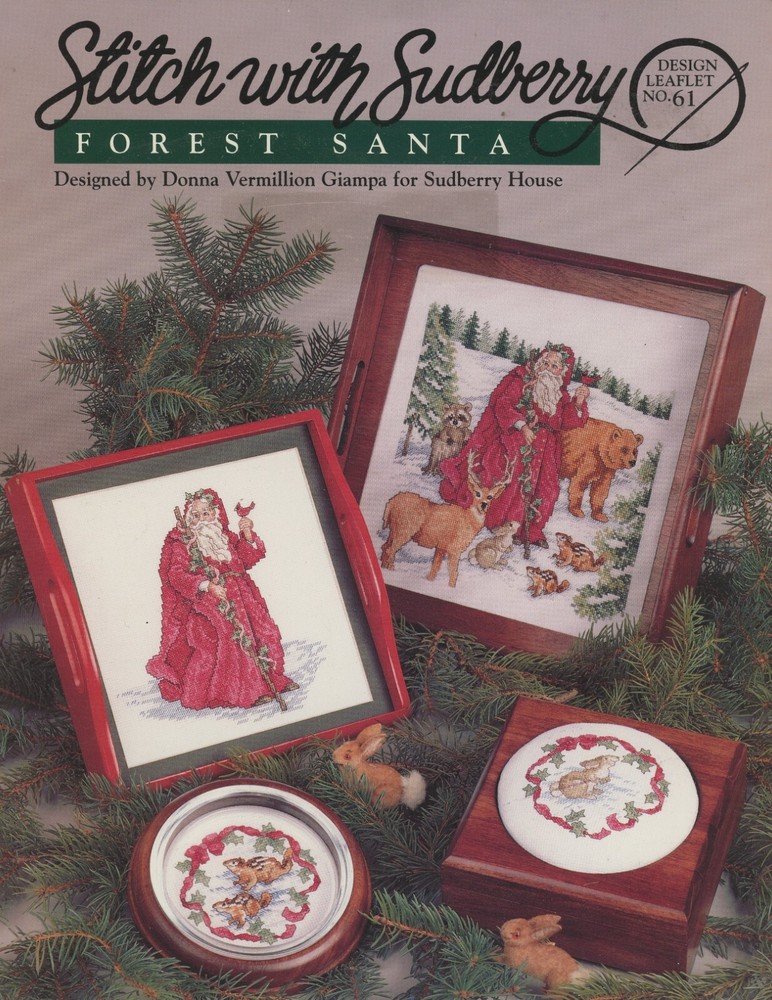 Sudberry House Forest Santa Chipmunks Bear Cardinal Counted Cross Stitch