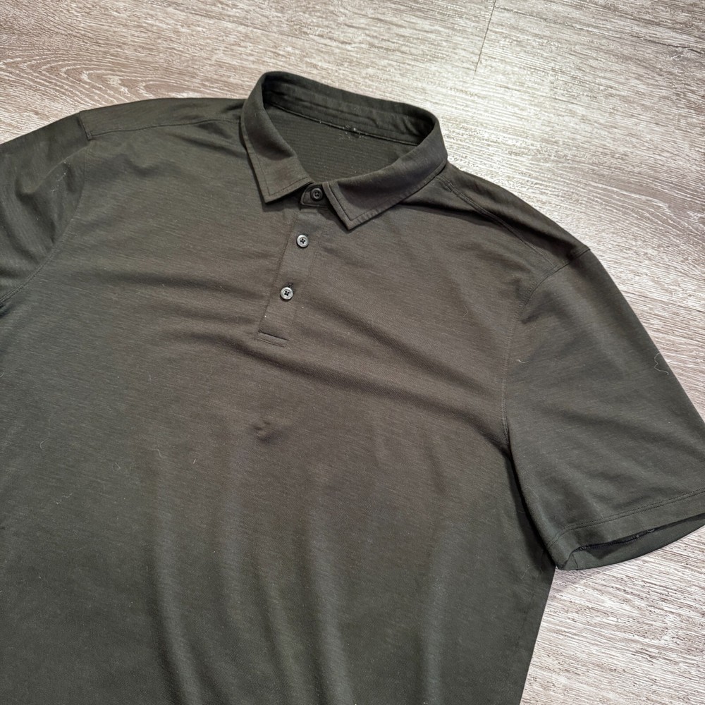 Lululemon Polo Shirt Mens XL Black Metal Vent Tech Stretch Performance Golf