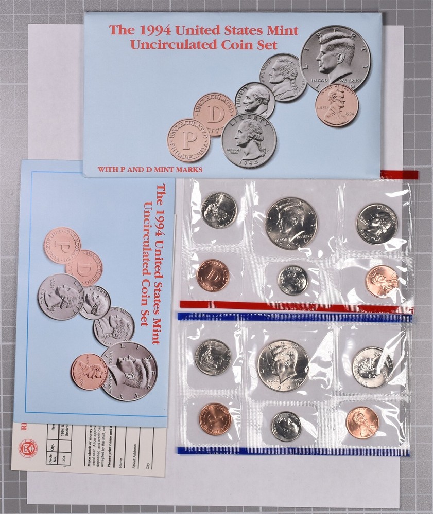 1994 U.S. Mint 10-Coin Uncirculated Set in Original Envelope