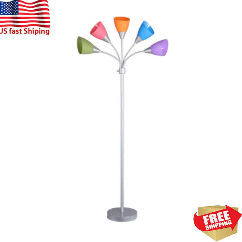 5 Light Floor Lamp Multi-Color Shades Tall Lamp Standing Lamp for Home Bedroom