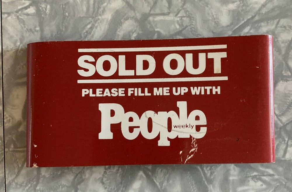 Vintage People Magazine Stand Sold Out Tin Store Display Rack Sign