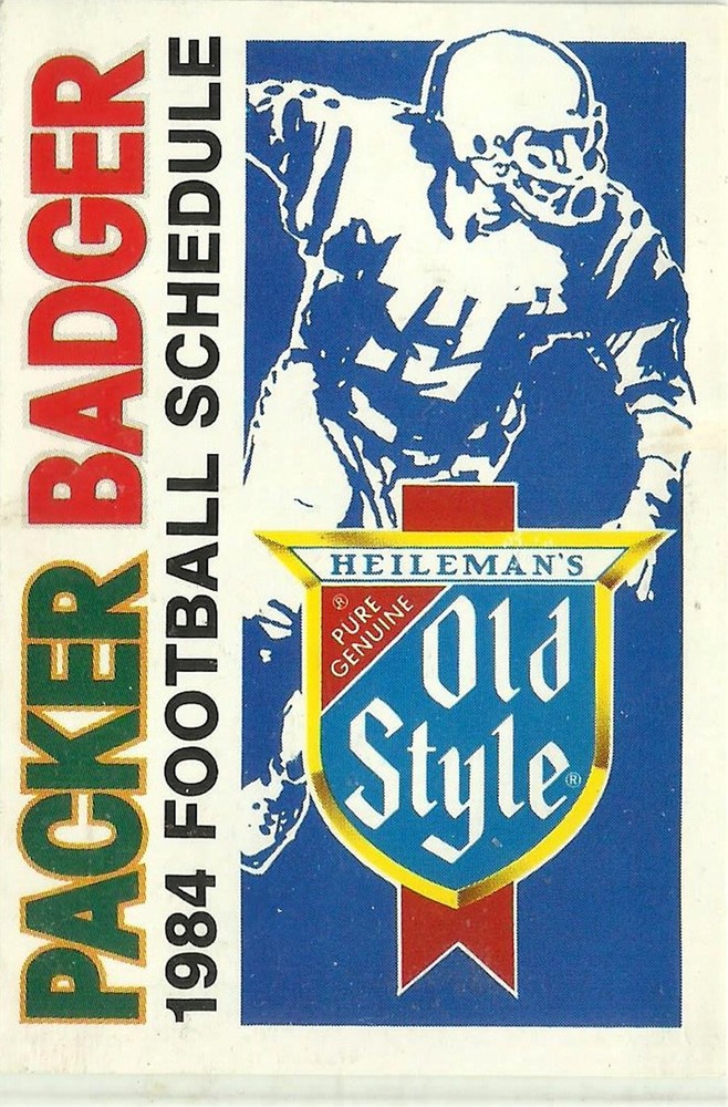 1984 Green Bay Packers, Badgers Football Pocket Schedule- Old Style Beer