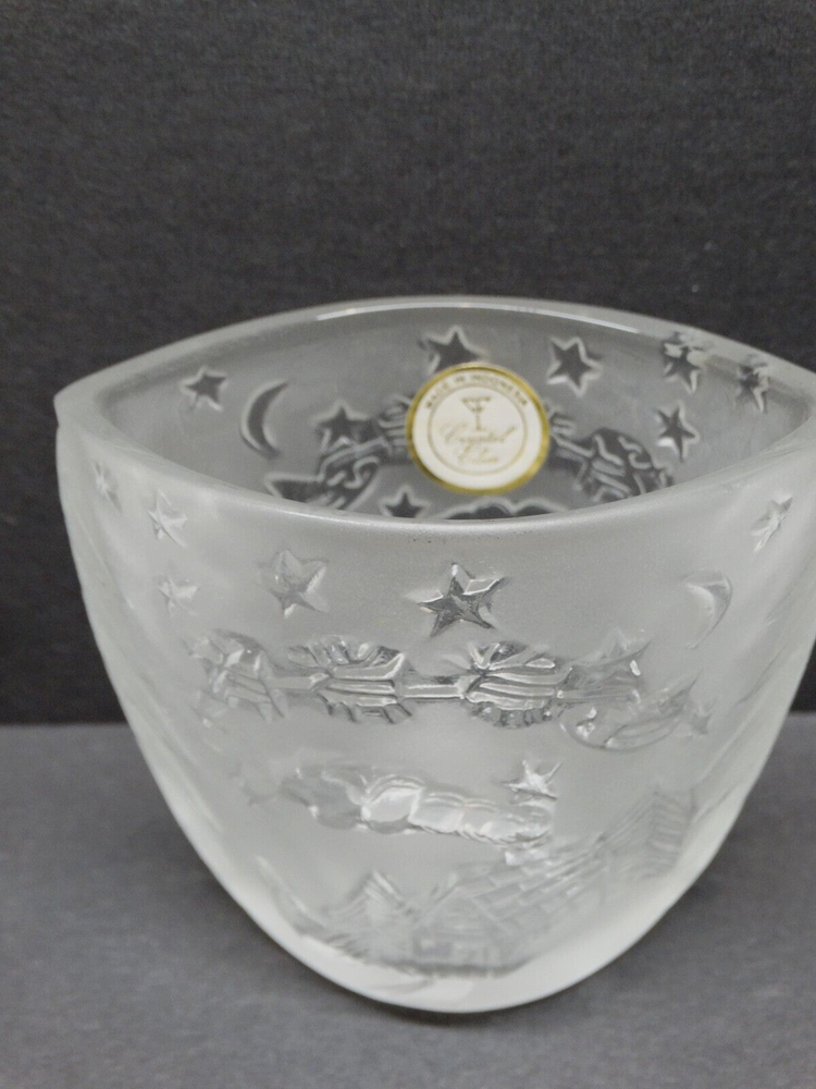 Crystal Clear Candle Holder Santa’s Sleigh & Reindeer Christmas Cabin Indonesia