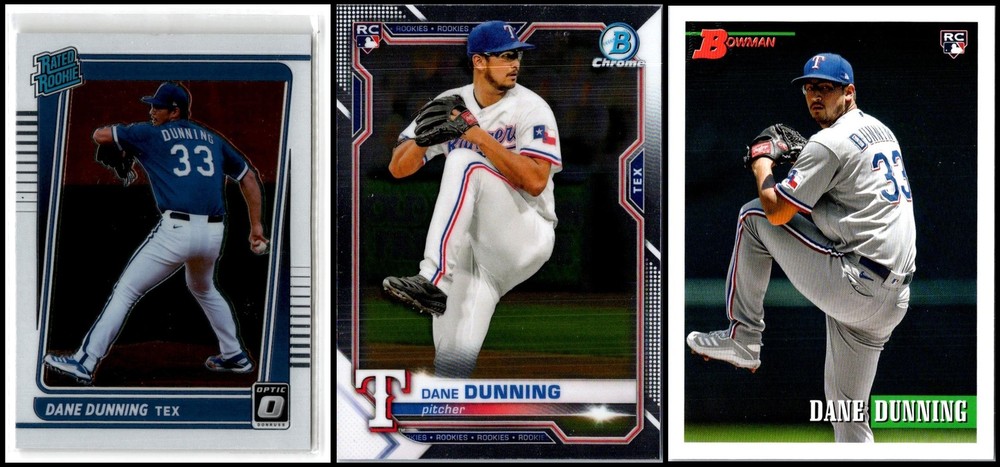 2021 Dane Dunning Texas Rangers (3) Card Lot - LIMITED EDITION – RARE GEM