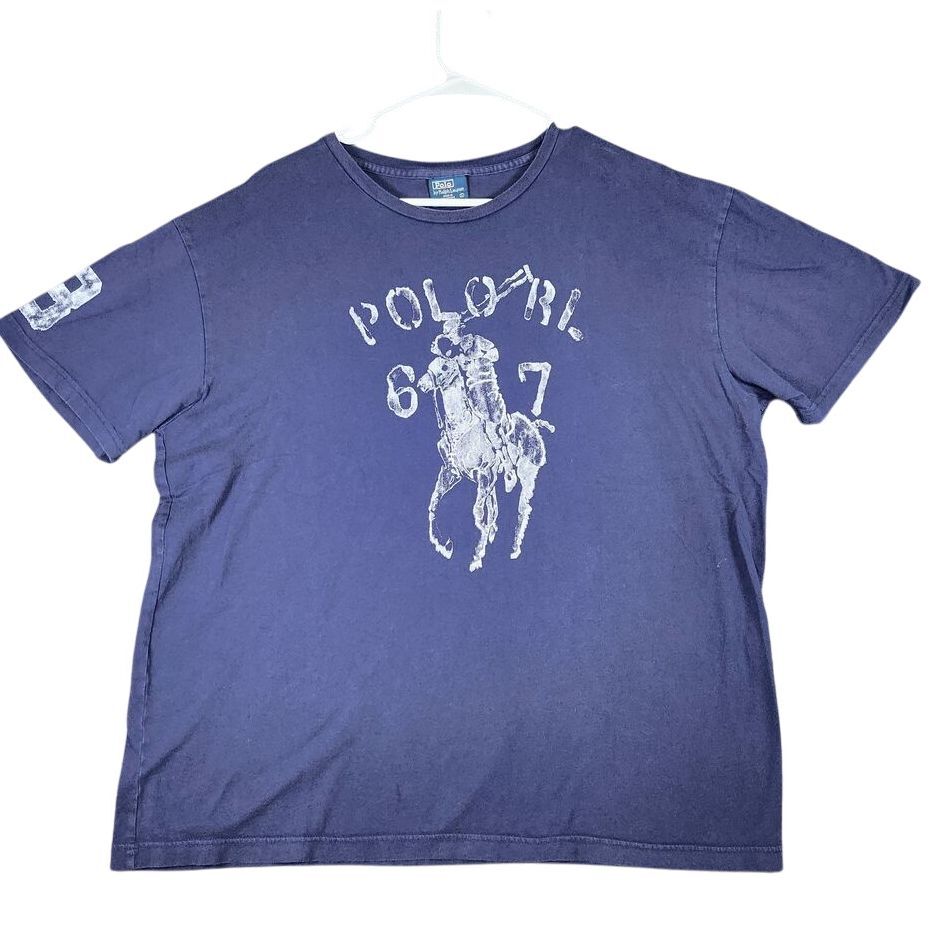 Polo Ralph Lauren Distressed Navy Big Pony Graphic T-Shirt Size Large