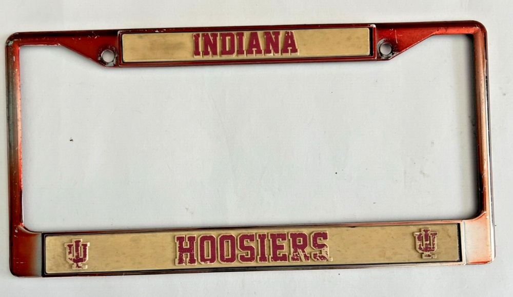 Vintage Heavy Duty Red Chrome Indiana Hoosiers College License Plate Frame