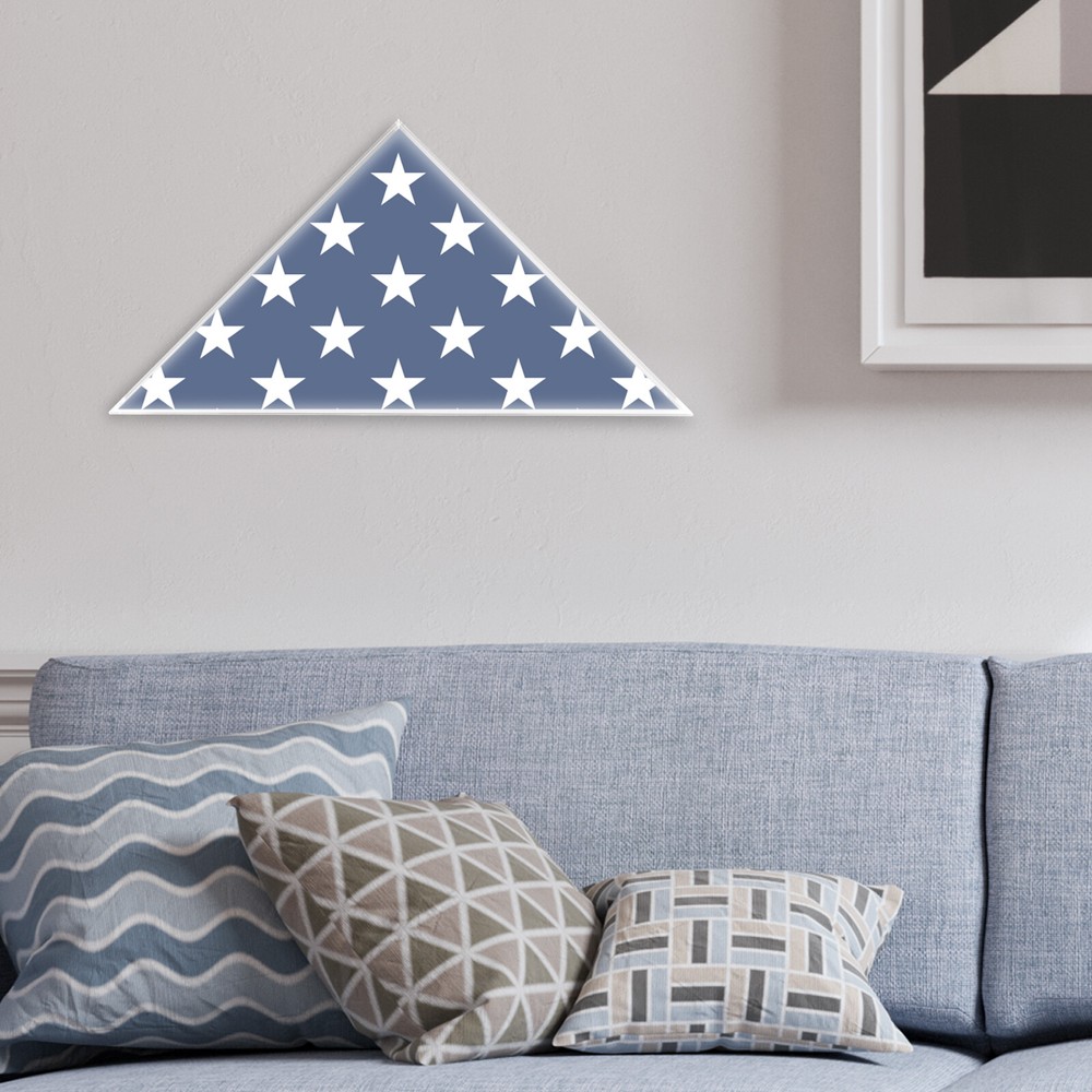 Flag Display Case Clear Acrylic Flag Box Triangle Holder for Table Wall Mounted