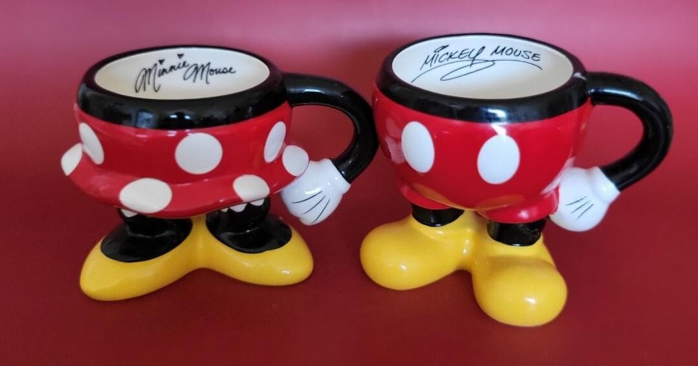 Disney Parks Mickey & Minnie Mouse 3D Footed Mug Set, Ceramic