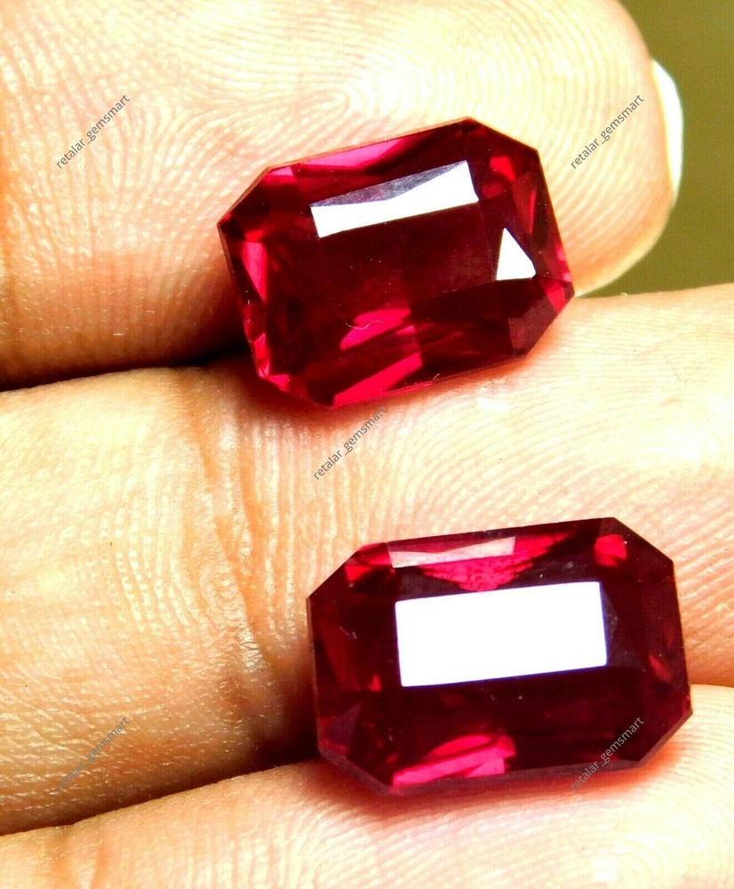 16.50Ct Natural Bloody Red Ruby Emerald Cut Certified Loose Gem Pair