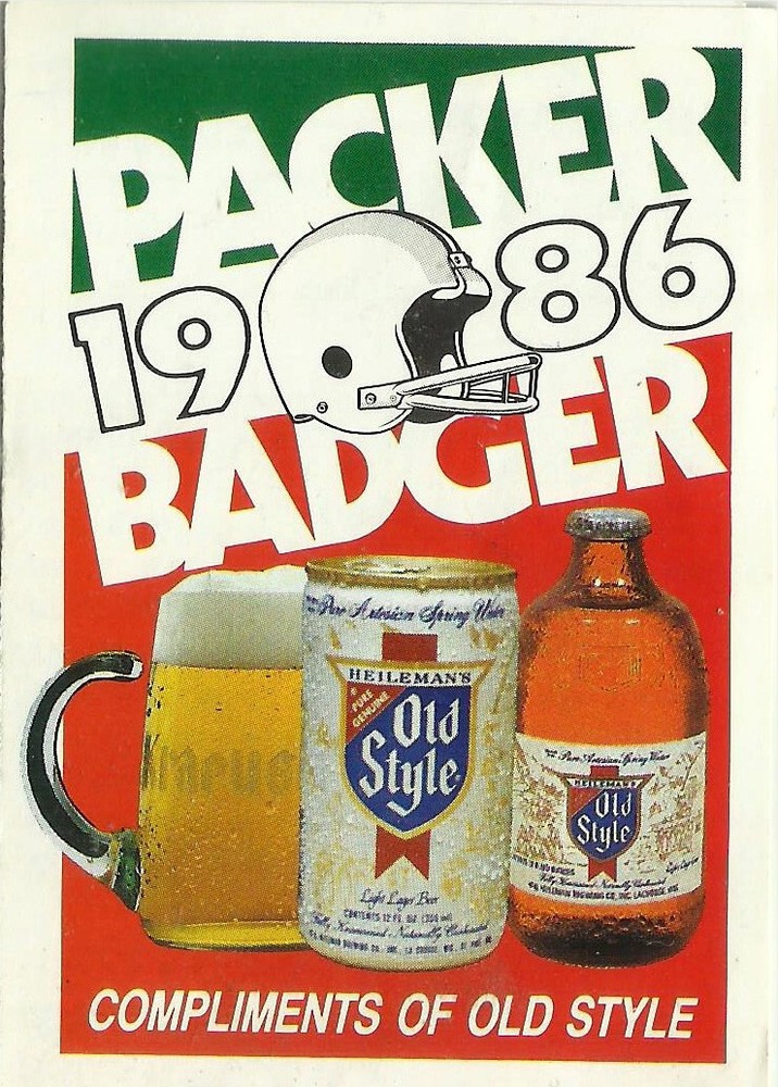 1986 Green Bay Packers, Badgers Football Pocket Schedule- Old Style Beer