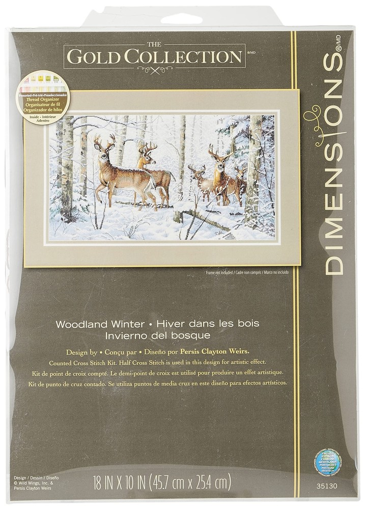 Gold Collection Woodland Winter Cross Stitch Kit 18 Count White Aida Craft