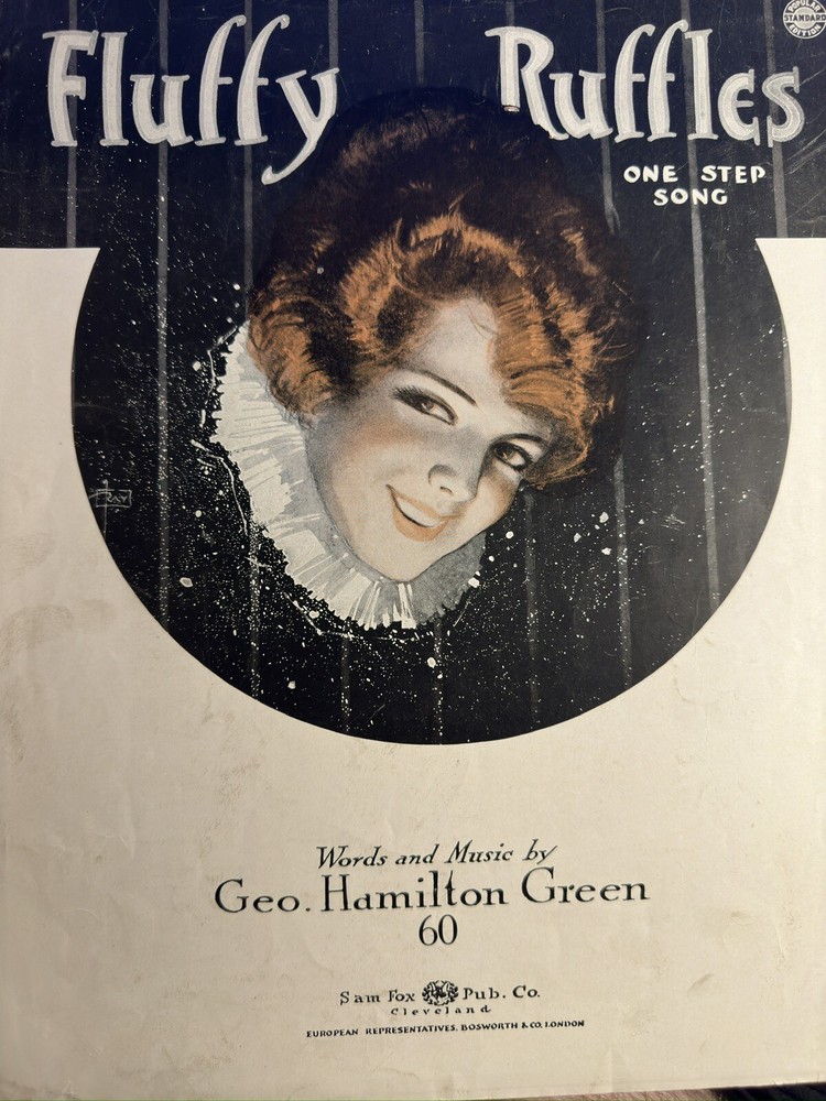 G 1920 Ragtime Sheet Music FLUFFY RUFFLES ONE STEP SONG by Green