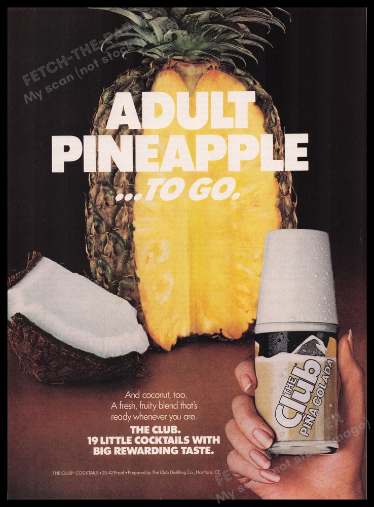 The Club Pina Colada Cocktails 1980s Print Advertisement Ad 1982-image