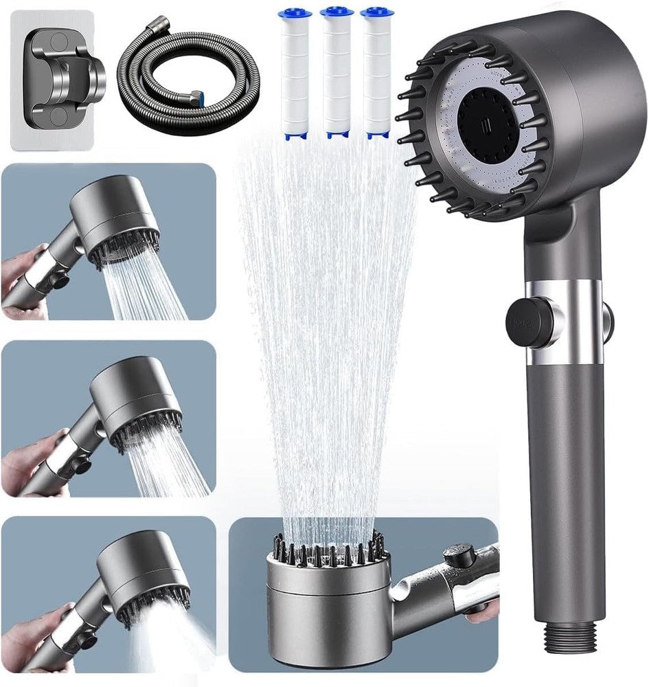 Shower Head High Pressure with Handheld, Filtered 3+1 Modes Gray