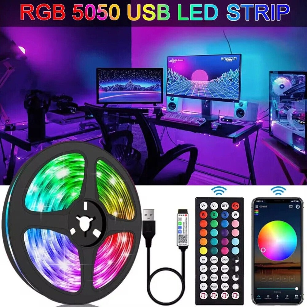 32.8FT SMD 5050 Waterproof 300LEDs RGB Color Changing Flexible LED Strip Light