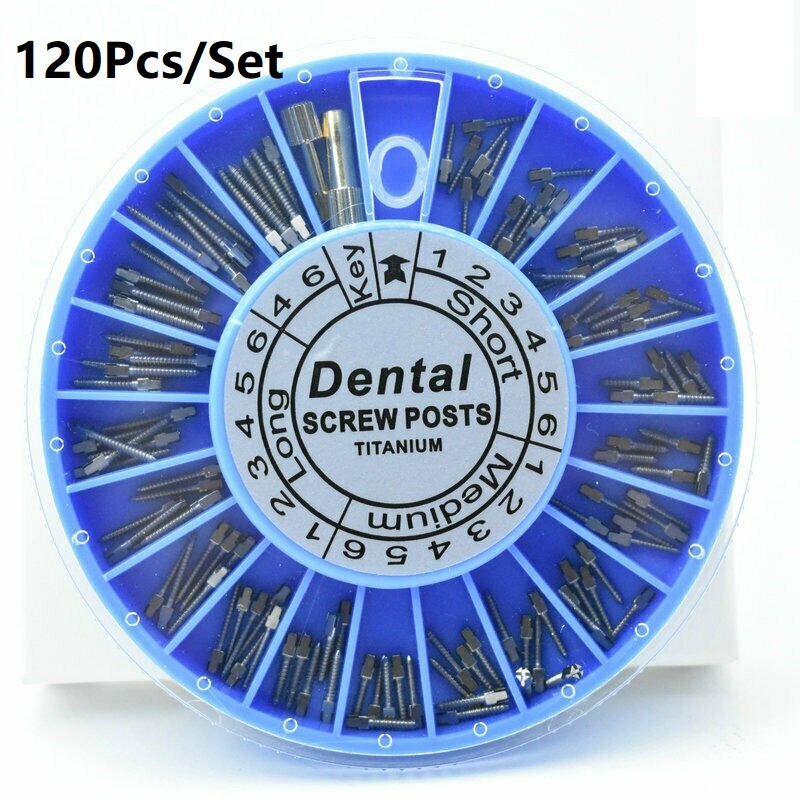 1Set(120Pcs) Dental Root Canal Pins Conical Screw Ti Post Post-Core-Crown Repair