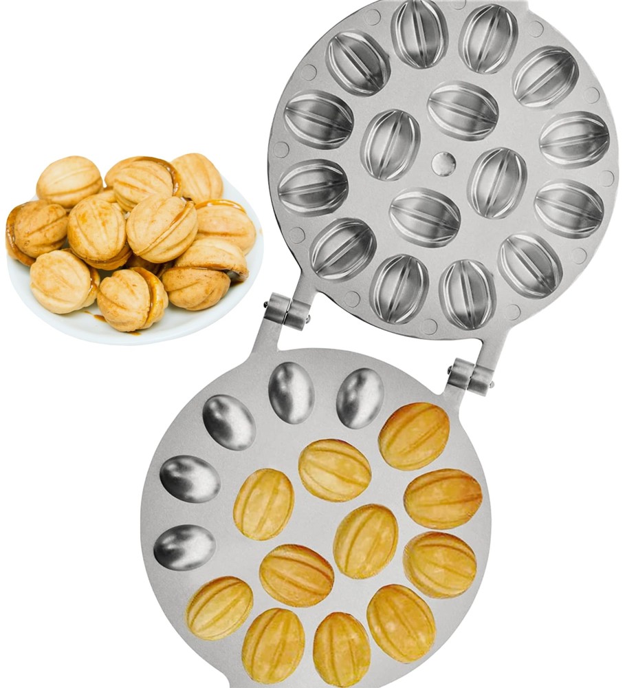 Walnut Cookie Mold Maker for Oreshki 16-Piece Set