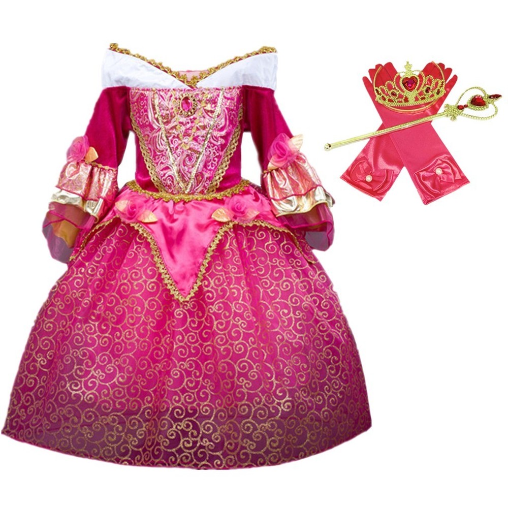 DH Sleeping Beauty Princess Aurora Girls Costume Dress Cosplay Accessories 9-10