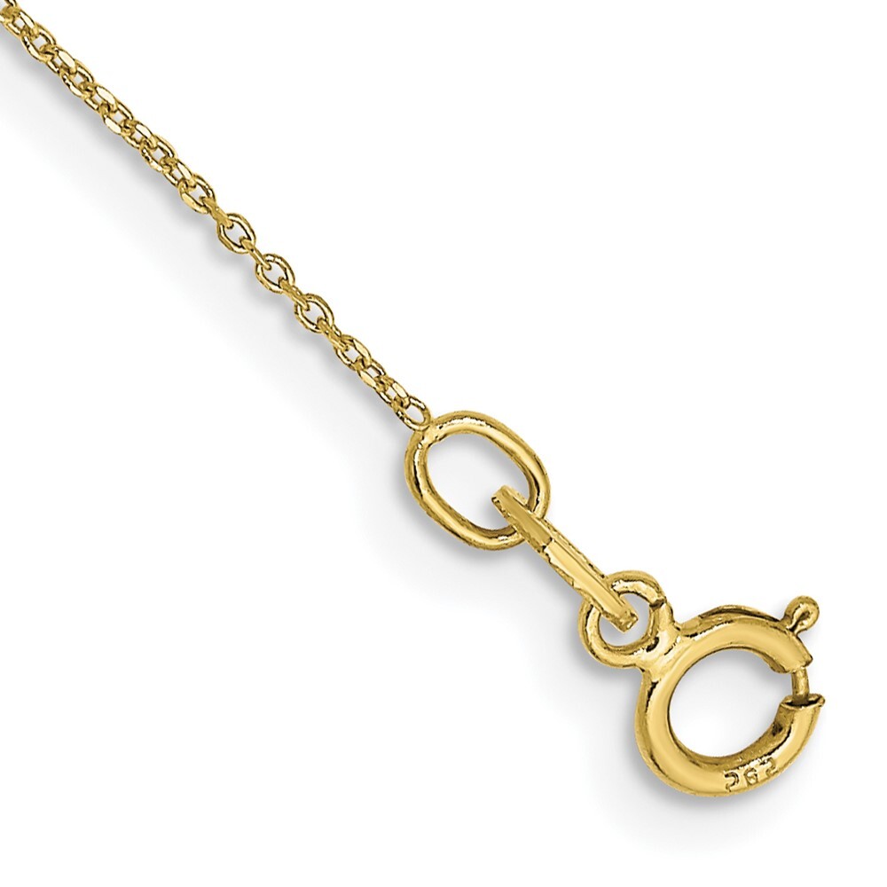 10k Yellow Gold .6mm Diamond-Cut  Round Open Link Cable Chain Anklet 10