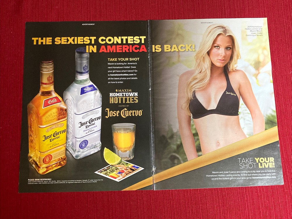 Jose Cuervo Tequila Hometown Hotties 2-pg 2012 Print Ad - Great To Frame!
