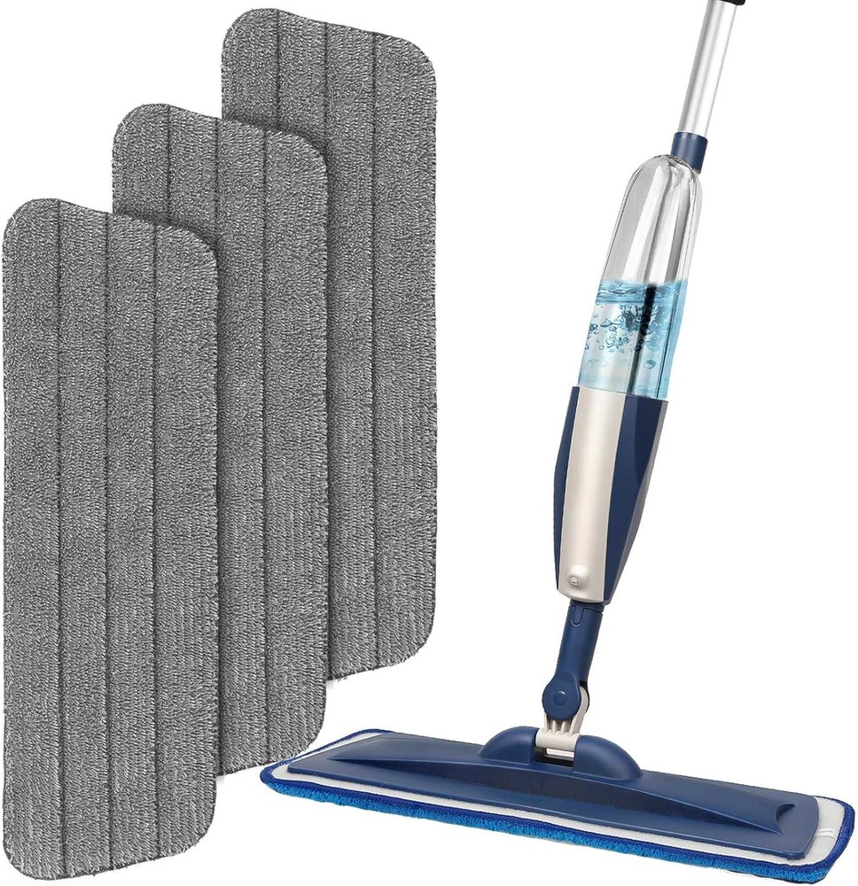 3-Pack Microfiber Reusable Mop Refill Pads in Flat Grey