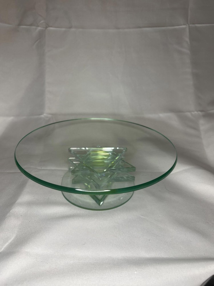 Vintage 3D Star of David Base raised glass plate 8” Judaica