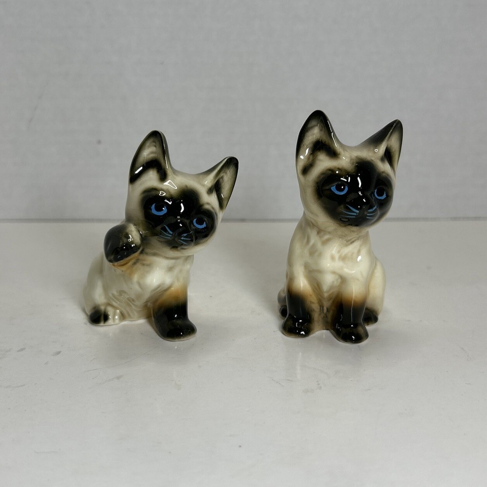 Vtg Enesco Bone China Siamese Kittens Cats 3