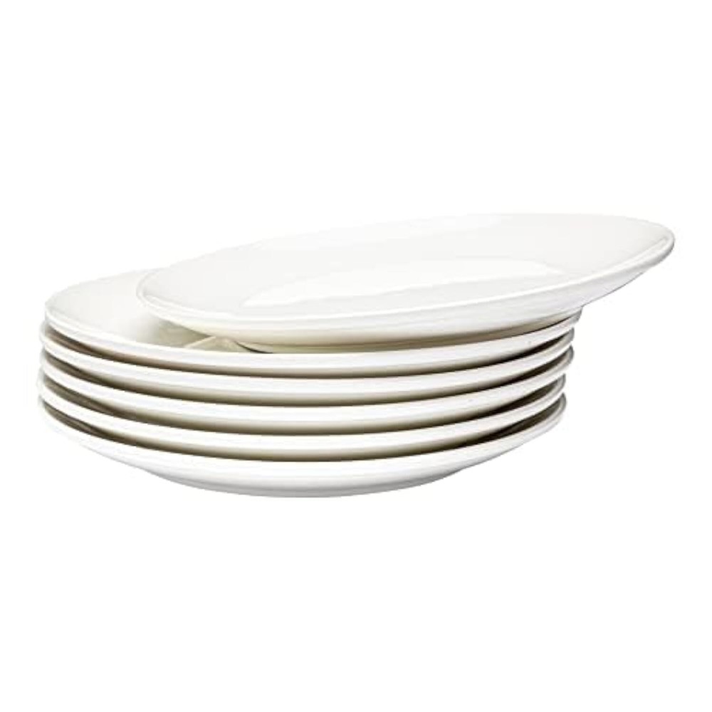 Vikko Dinner Plate, Set of 6 White Plates, Ceramic Dinner Plates Set, Stackab...