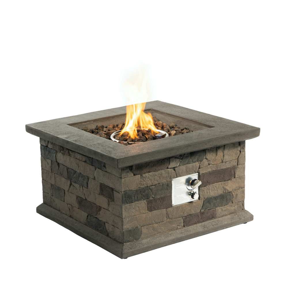 Outdoor Propane Fire Pit Table 28-inch Imitation Stone Square Concrete Prop