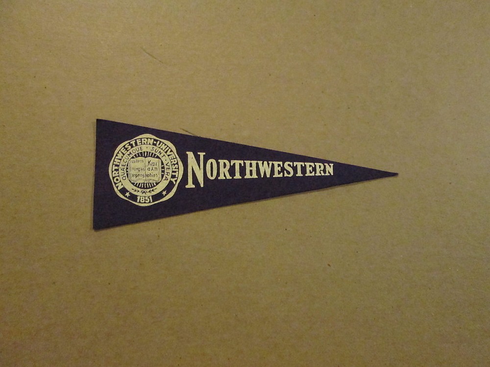 Vintage 1970s NCAA Northwestern University Mini Pennant