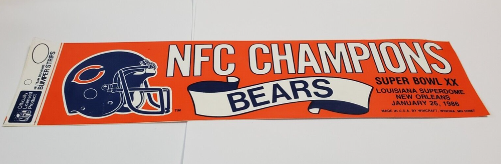 Vintage 1985 Chicago Bears NFC Champions Bumper Sticker 12