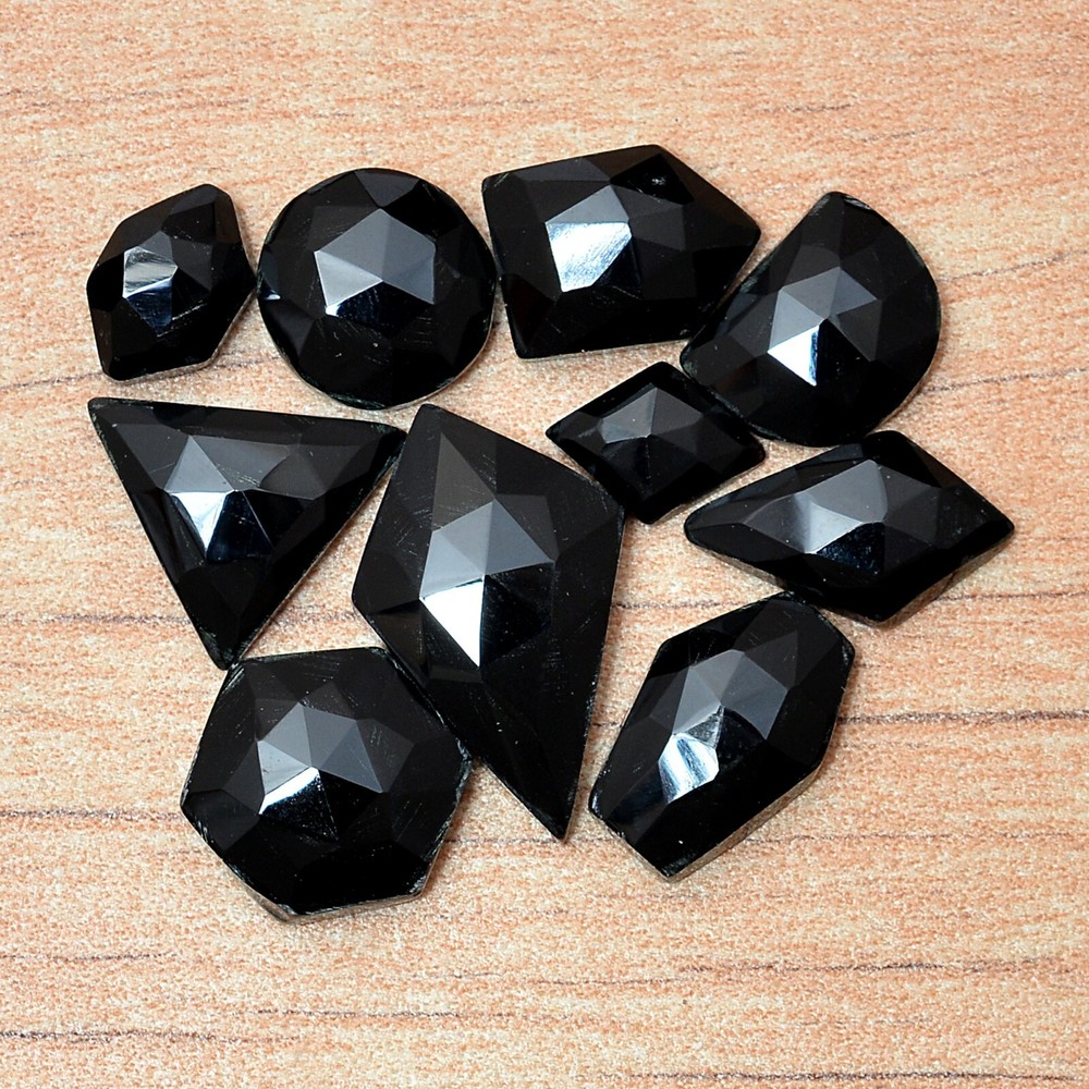 Natural Black Onyx Finest Quality Rose Cut Untreated Gemstones 8x11mm-15x24mm