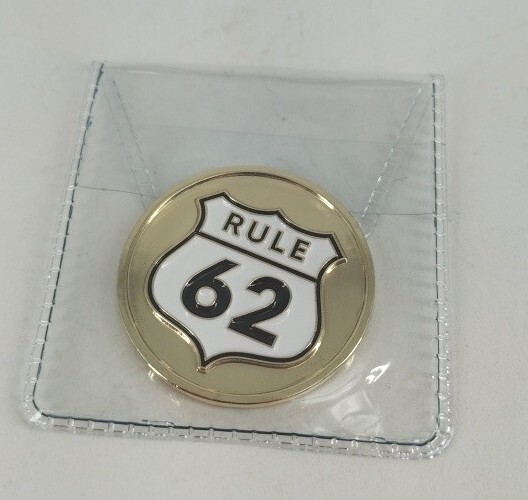 Gold Plated Rule 62 Black and White Color AA Chip Sobriety Medallion Coin New