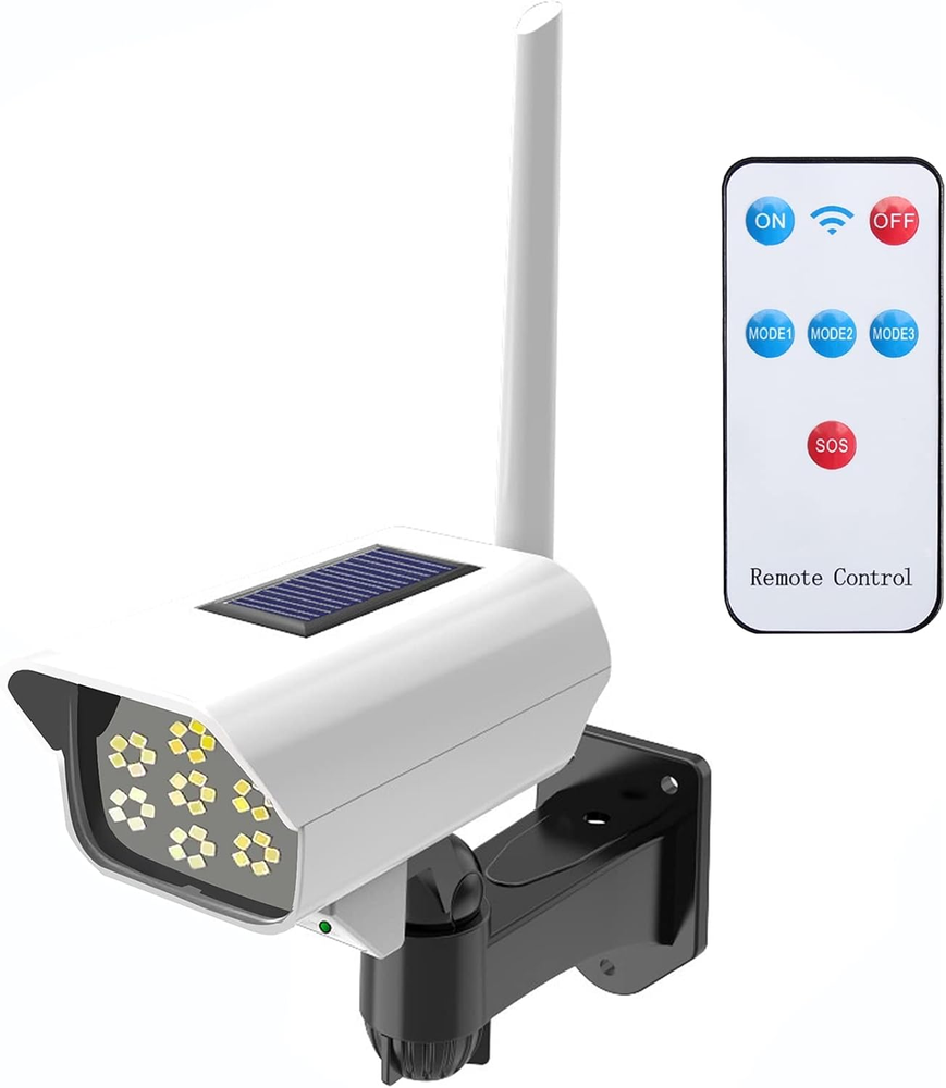 Solar Powered Fake Security Camera, LED Motion Sensor Light for Indoor/Outdoor