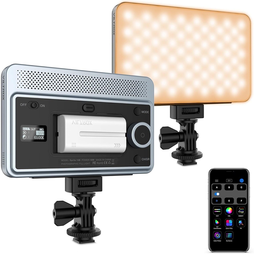 18W LED Video Light on Camera Light with App Control 2800K-6800K CRI95+ 198...