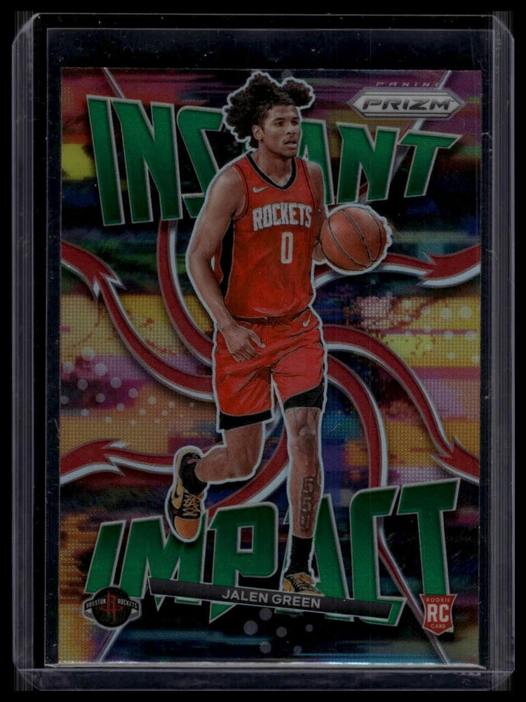 2021-22 Panini Prizm Jalen Green Instant Impact Green Prizms Rookie Card #25