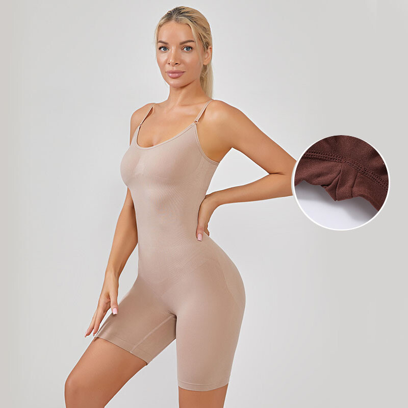 Slimming Mid-Thigh Sculpt Bodysuit with Adjustable Straps for Women